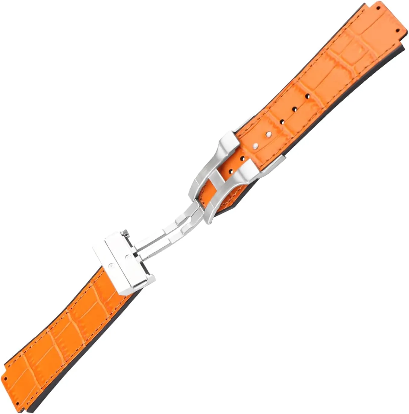 Leather 25mm Watch Bands Compatible Fit for Hublot Big Bang 19mm*25mm*22mm Replacement Watch Strap Wirstband Bracelet For Men and Women(with metal buckle)