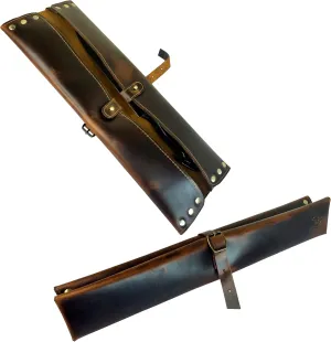 Leather Knife Roll - Chef's Knife Case Holder Cutlery Carrying Organizer Storage Bag - Travel Friendly Gift for Men & Women