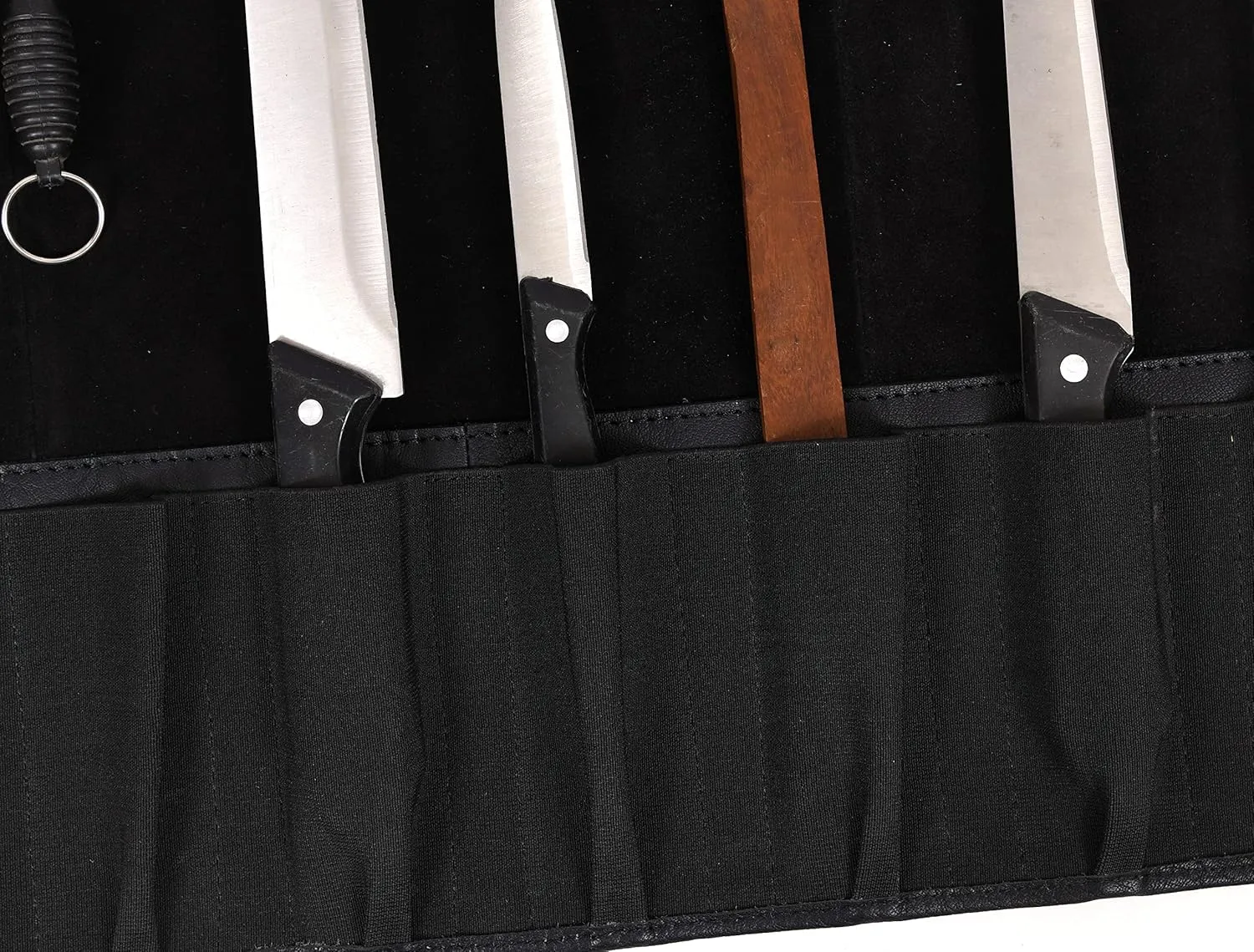 Leather Knife Roll Storage Bag, Elastic and Expandable 10 Pockets, Adjustable/Detachable Shoulder Strap, Travel-Friendly Chef Knife Case