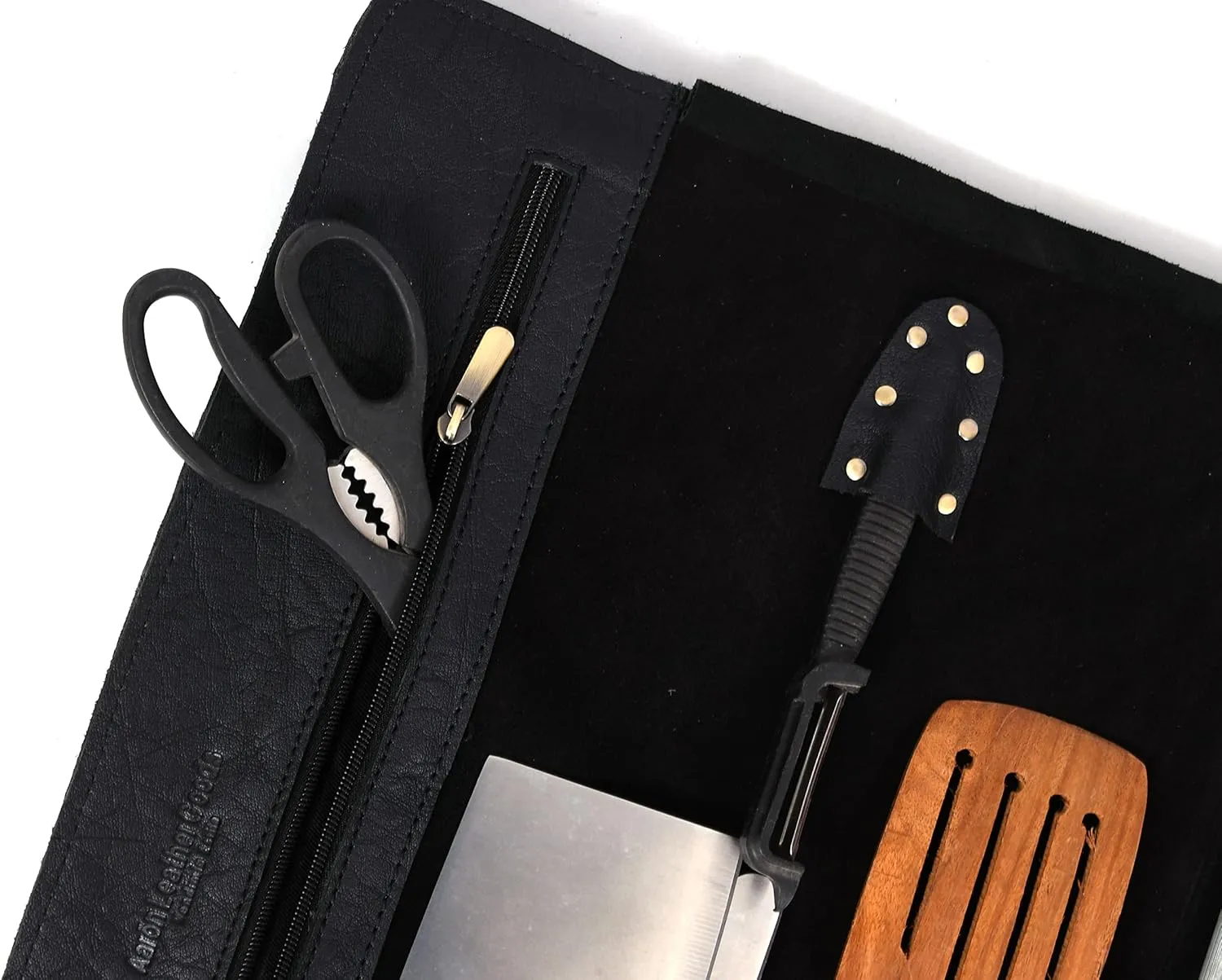 Leather Knife Roll Storage Bag, Elastic and Expandable 10 Pockets, Adjustable/Detachable Shoulder Strap, Travel-Friendly Chef Knife Case