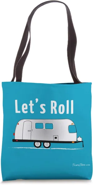 Let's Roll Adorable Vintage Airstream Argosy Camper Trailer Tote Bag