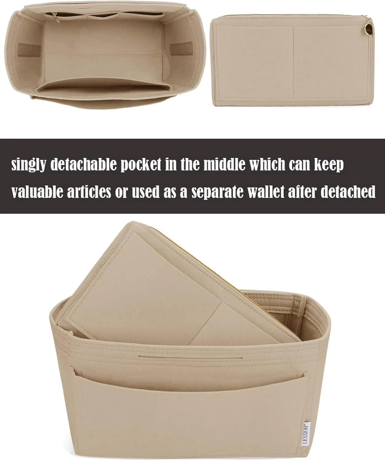 LEXSION Felt Insert Bag Organizer Bag In Bag For Handbag Purse Organizer Fits Speedy Neverful