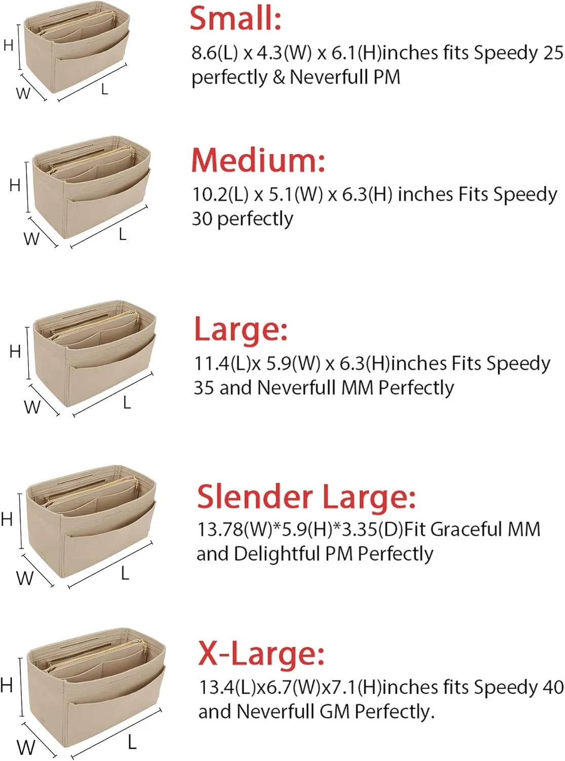 LEXSION Felt Insert Bag Organizer Bag In Bag For Handbag Purse Organizer Fits Speedy Neverful