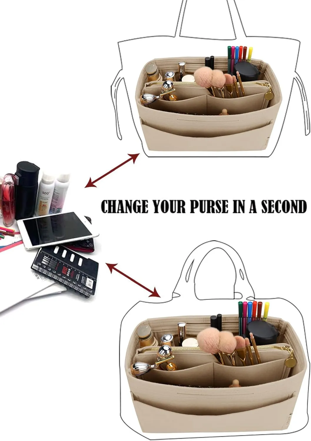 LEXSION Felt Insert Bag Organizer Bag In Bag For Handbag Purse Organizer Fits Speedy Neverful