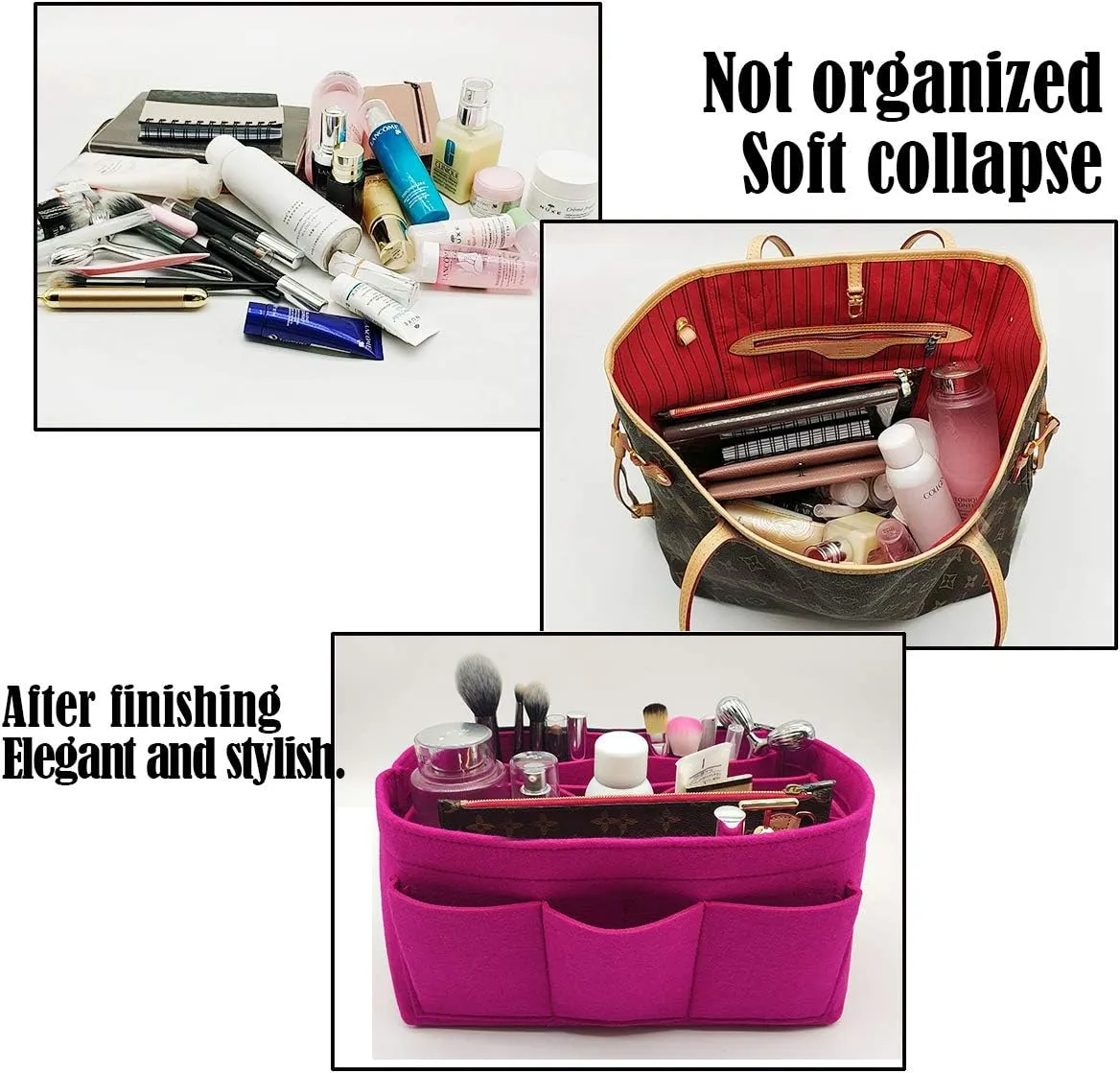 LEXSION Felt Purse Insert Bag Organizer Bag In Bag For Handbag Purse Organizer Fits Speedy Neverfull