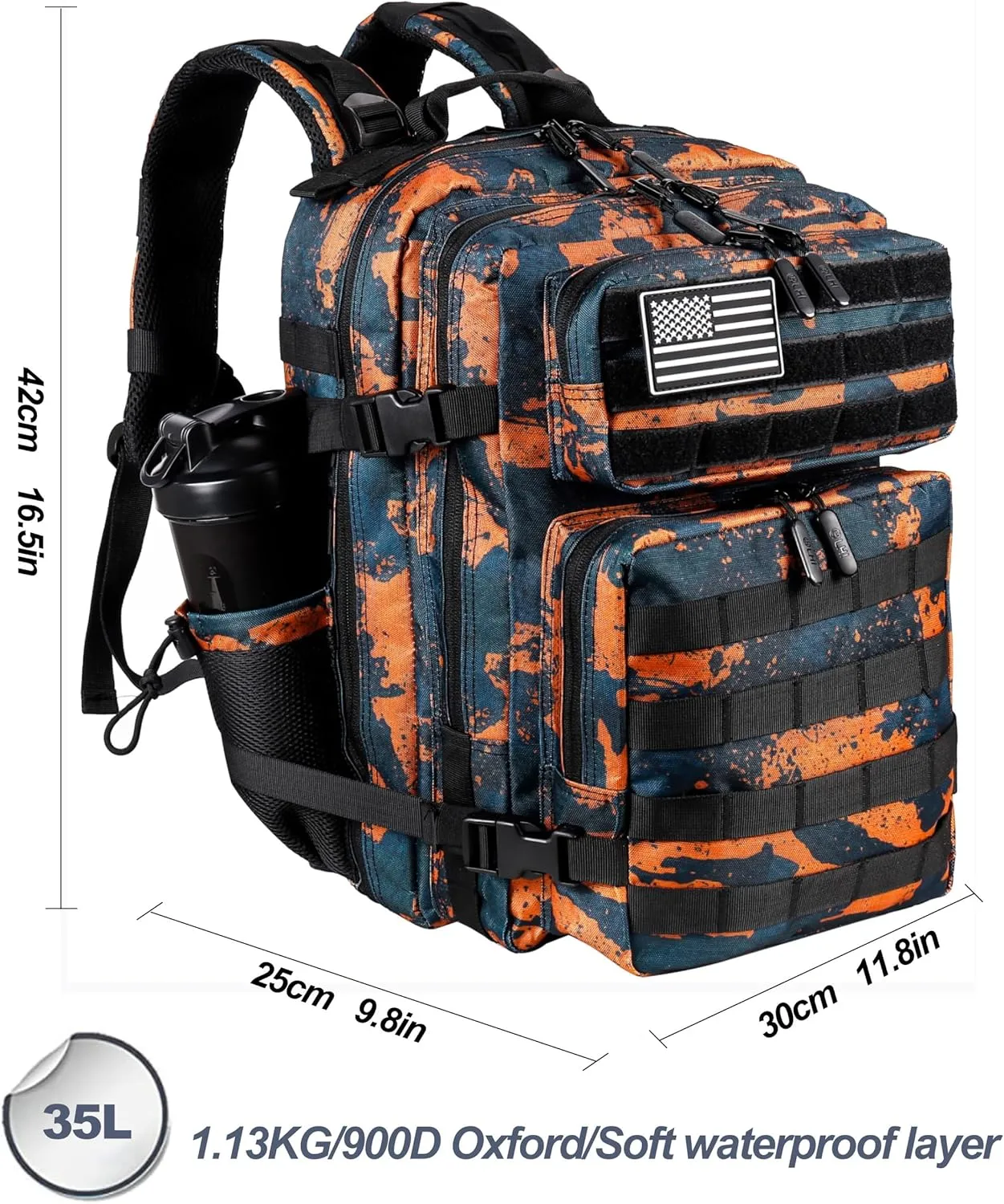 LHI Tactical Military Backpack for Men and Women 25L/35L Army Assault Pack Bag Small Rucksack with Bottle Holder