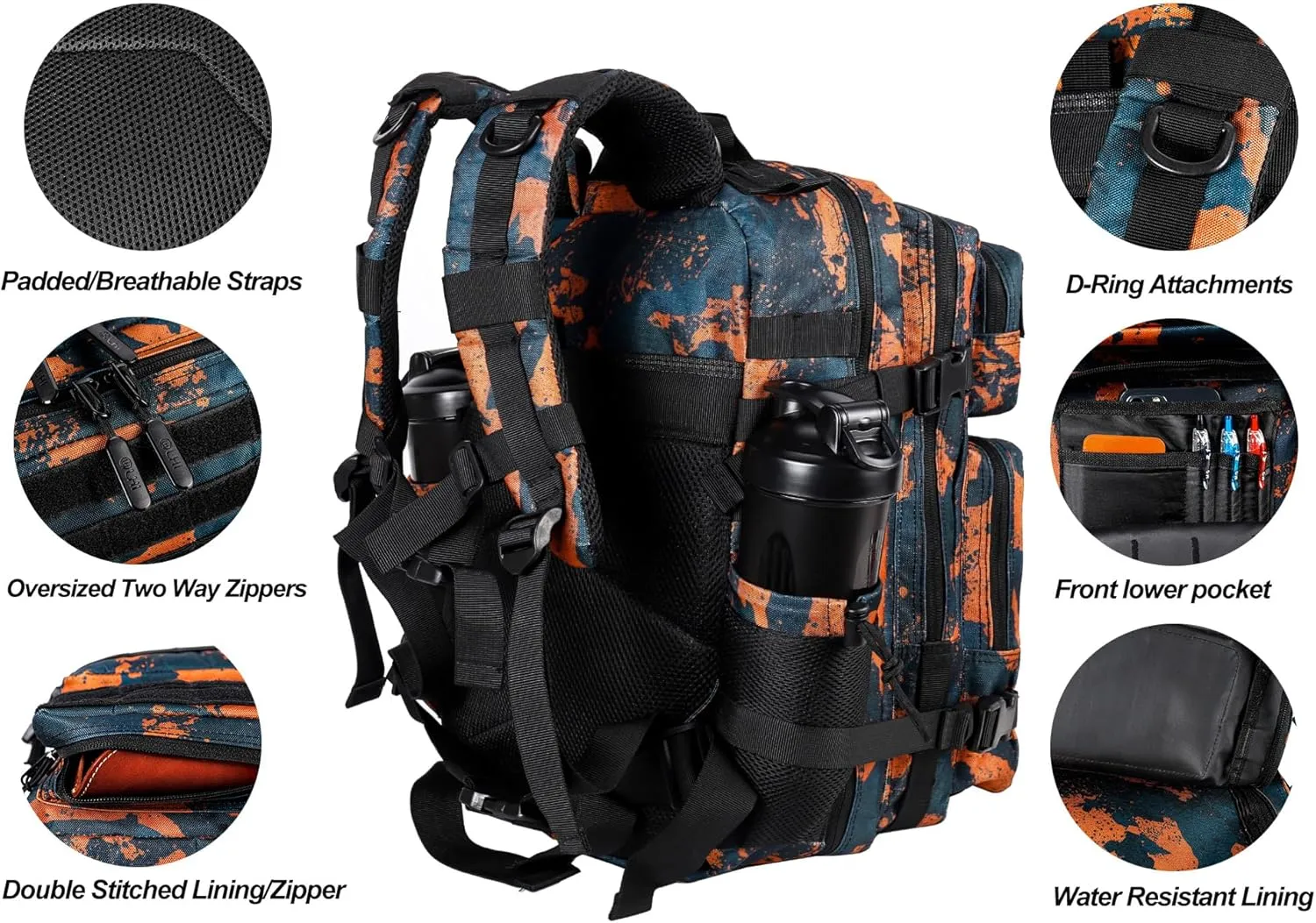 LHI Tactical Military Backpack for Men and Women 25L/35L Army Assault Pack Bag Small Rucksack with Bottle Holder