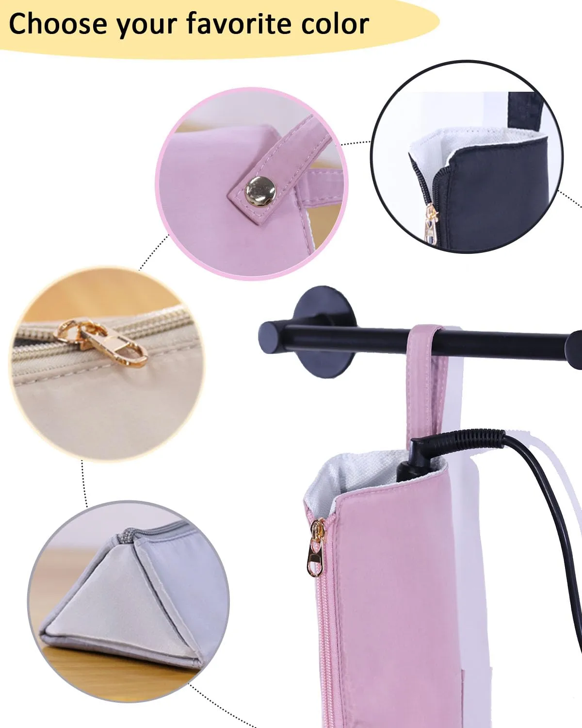 Lifeplus Hot Tool Holder Mat, Heat Resistant Travel Bag for curling Iron & Flat Iron - Vanity Organizer Accessories Decor (Black)