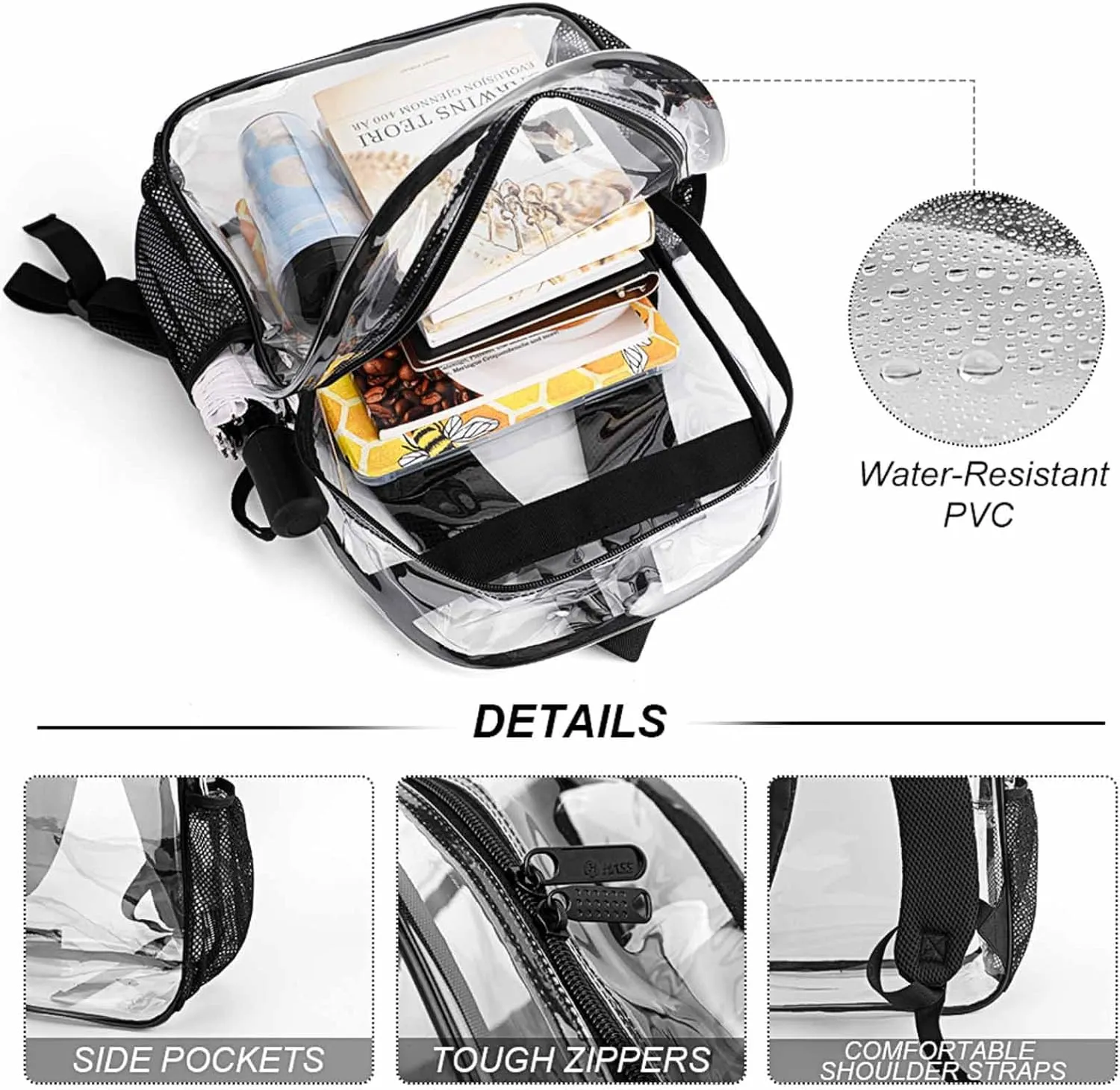 Lightweight Daypack for Camping Business Walking Cycling - Large Capacity Transparent Multipurpose Bookbag, Camouflage American Flag Hunting Camo Deer Black Gym Outdoor Hiking Backpack