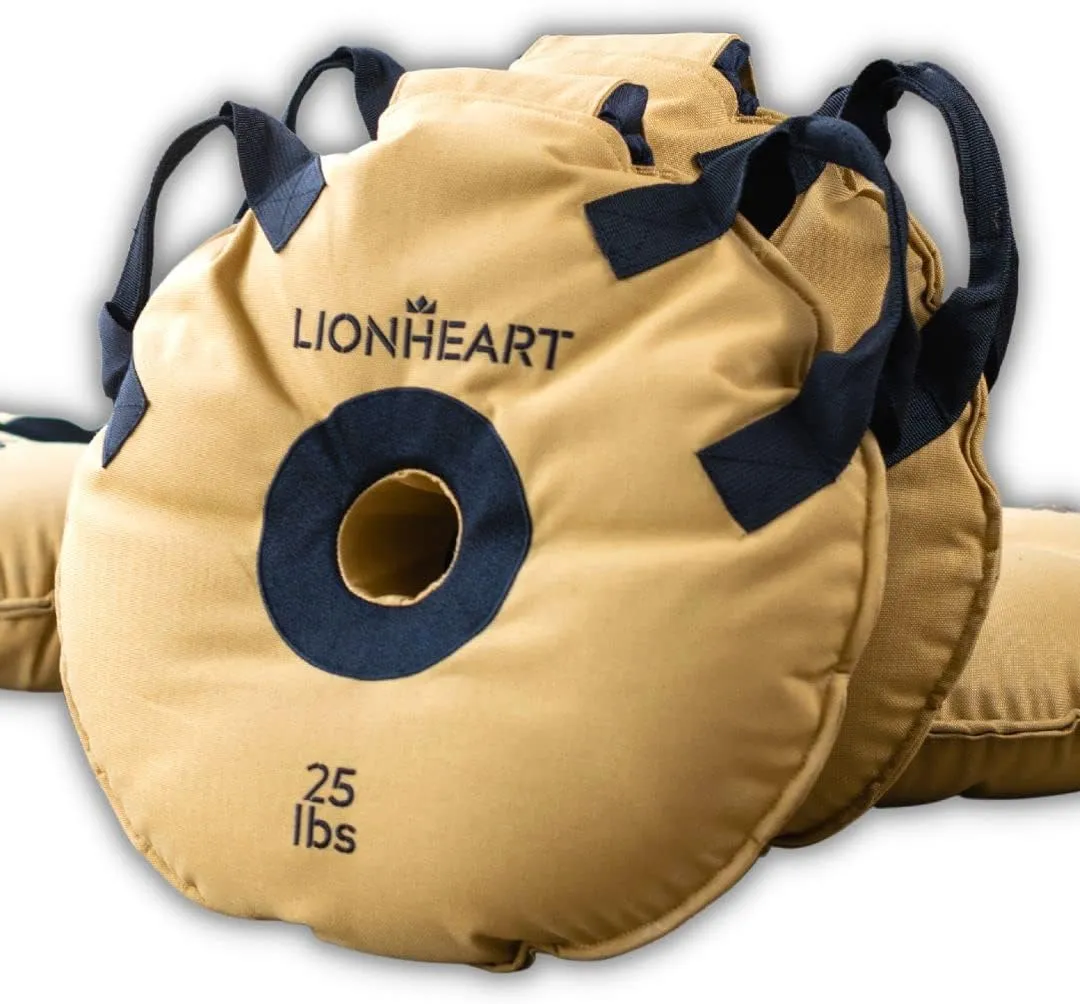 Lionheart Sand Bag Weight Plates Set | Sandbags for Working Out | Home Gym Bumper Plates | Travel-Friendly Sandbag for Fitness & Weight Training | Unfilled 10, 15, 25, 35, 45 lb Plates (Set of 2)