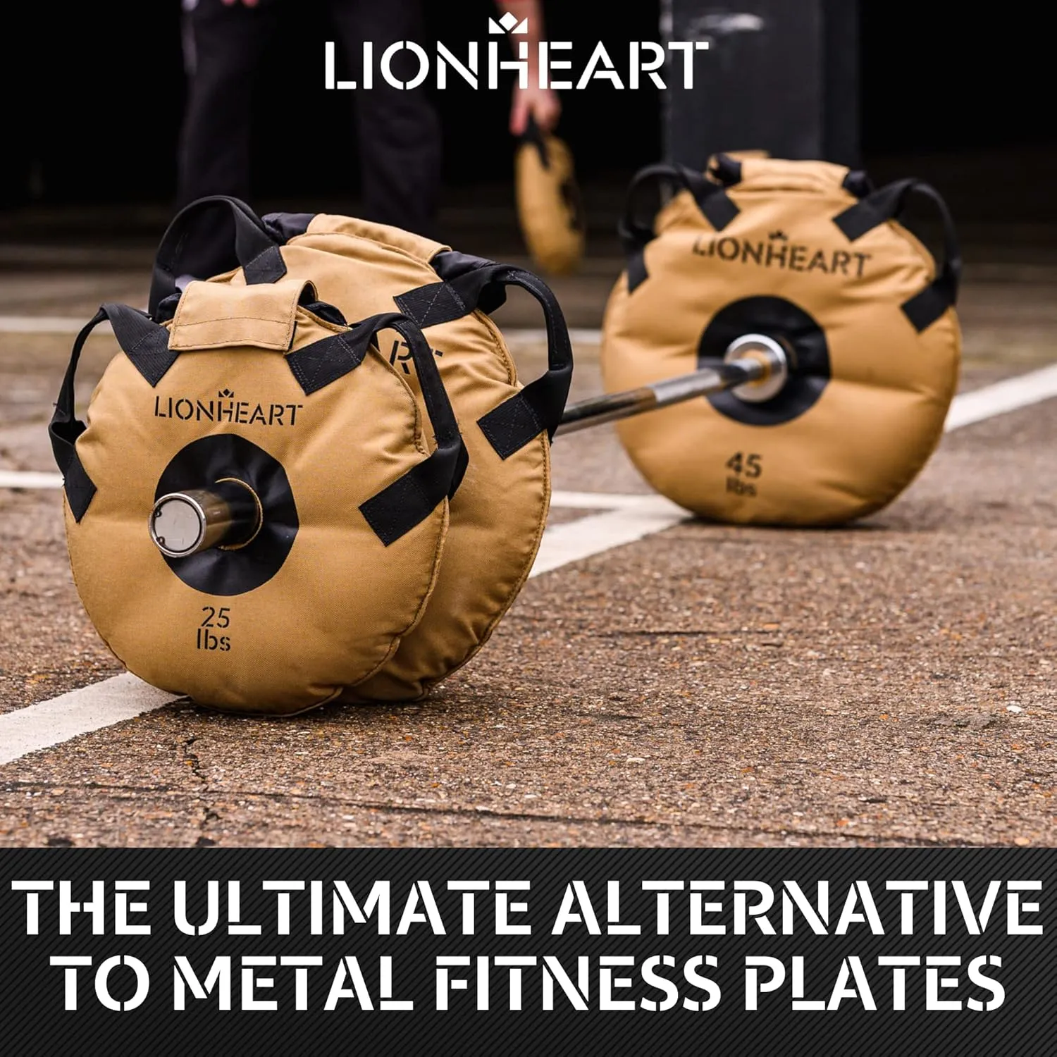Lionheart Sand Bag Weight Plates Set | Sandbags for Working Out | Home Gym Bumper Plates | Travel-Friendly Sandbag for Fitness & Weight Training | Unfilled 10, 15, 25, 35, 45 lb Plates (Set of 2)
