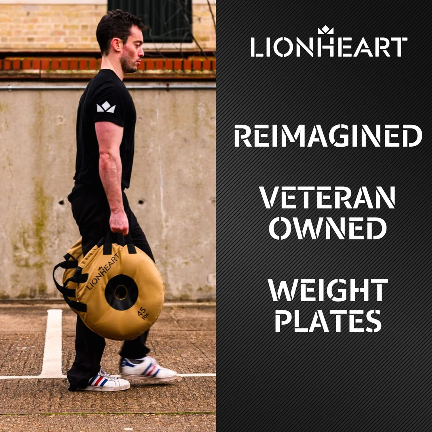 Lionheart Sand Bag Weight Plates Set | Sandbags for Working Out | Home Gym Bumper Plates | Travel-Friendly Sandbag for Fitness & Weight Training | Unfilled 10, 15, 25, 35, 45 lb Plates (Set of 2)