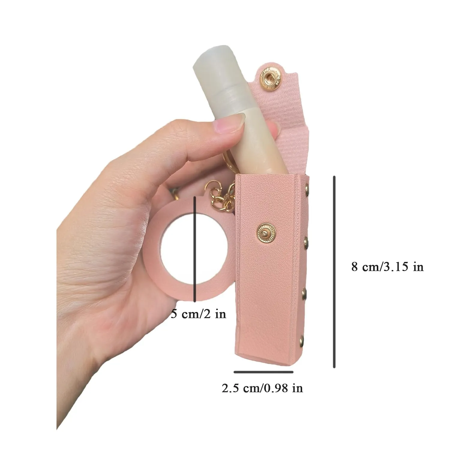 Lipstick Holder Keychain PU Leather Lipstick Pouch Leather Keychain with Mirror Chapstick Holder and Lipstick Organizer for Travel, Gift for Women