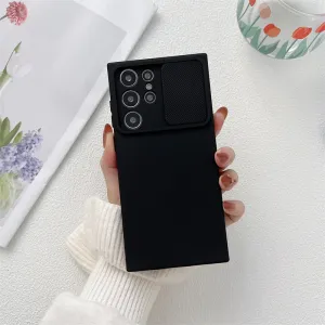 Liquid Silicone Soft Case For Samsung Galaxy A Series With Sliding Camera Cover