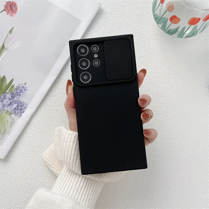 Liquid Silicone Soft Case For Samsung Galaxy A Series With Sliding Camera Cover