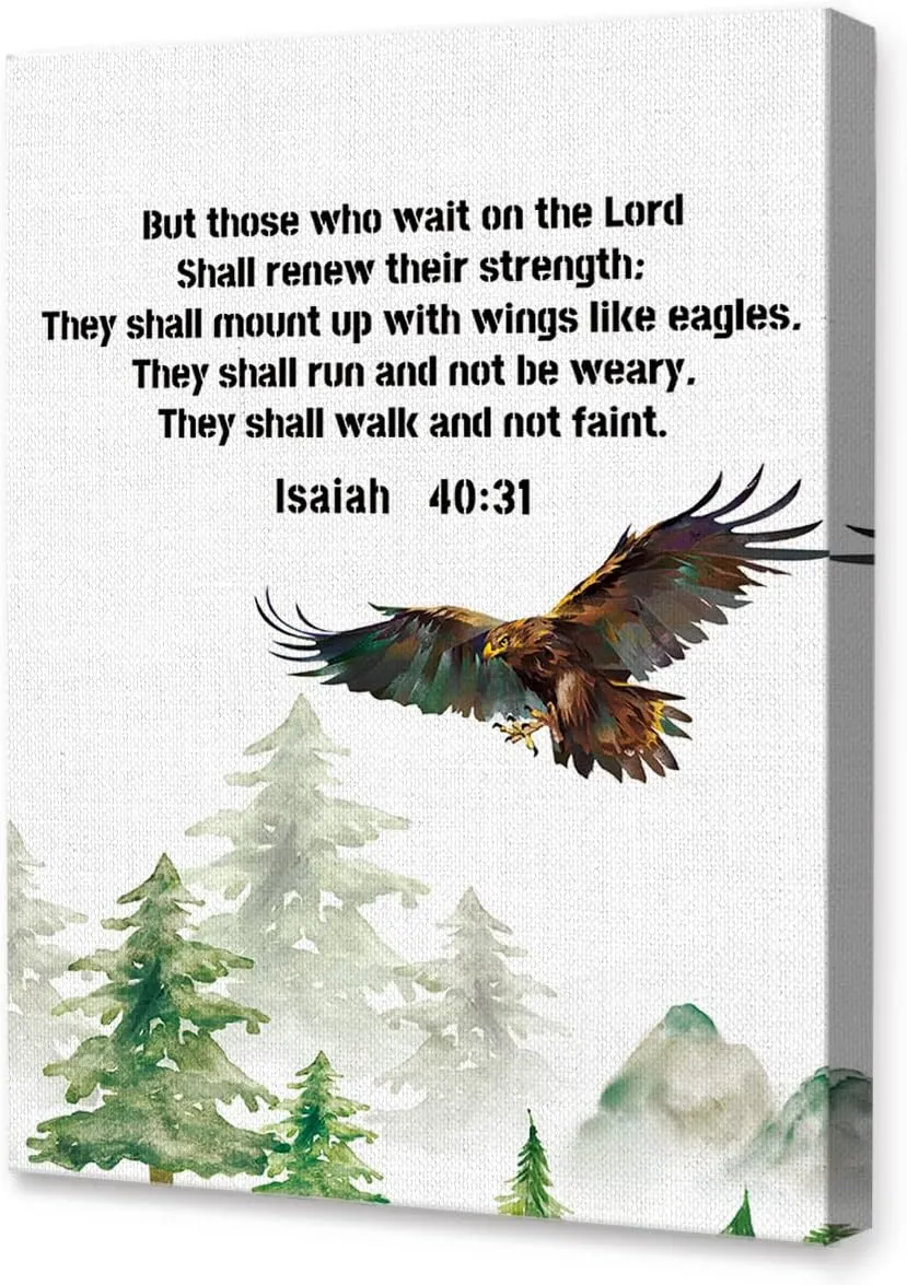 LISTNGBO Isaiah 40:31 But Those Who Wait On The Lord Wall Art Canvas,Bible Verse Christian Canvas Painting Wall Decor for Christian Home Office Bedroom