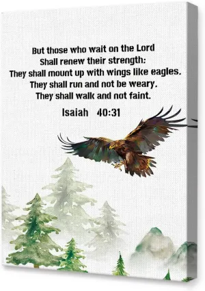 LISTNGBO Isaiah 40:31 But Those Who Wait On The Lord Wall Art Canvas,Bible Verse Christian Canvas Painting Wall Decor for Christian Home Office Bedroom