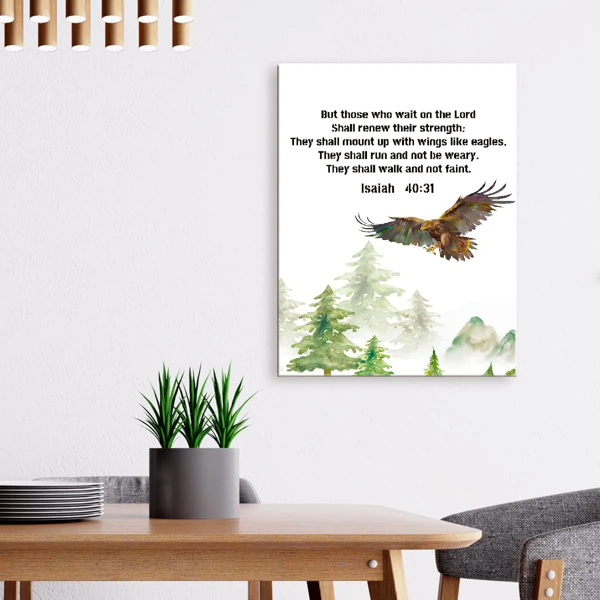 LISTNGBO Isaiah 40:31 But Those Who Wait On The Lord Wall Art Canvas,Bible Verse Christian Canvas Painting Wall Decor for Christian Home Office Bedroom