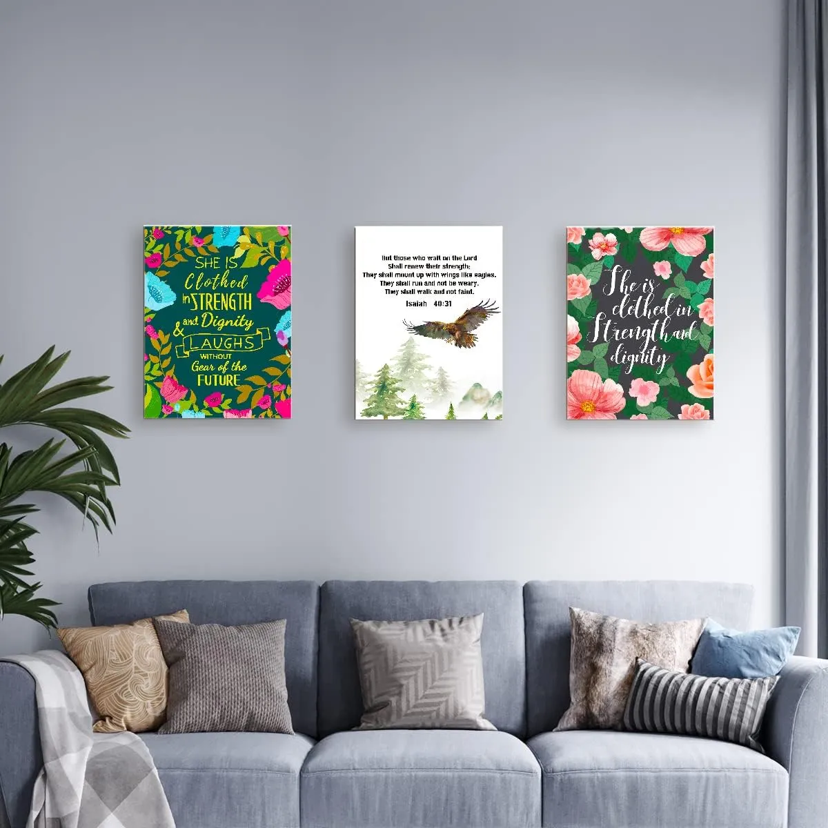 LISTNGBO Isaiah 40:31 But Those Who Wait On The Lord Wall Art Canvas,Bible Verse Christian Canvas Painting Wall Decor for Christian Home Office Bedroom