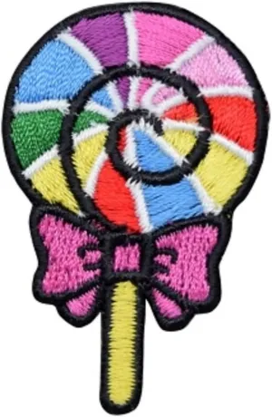 Lollipop Applique Patch - Rainbow Swirl Candy Badge 2" (Iron On) Embroidered Iron on Patch Sew On for Clothing Applique for Jackets, Hats, Backpacks Repair Patches for Craft