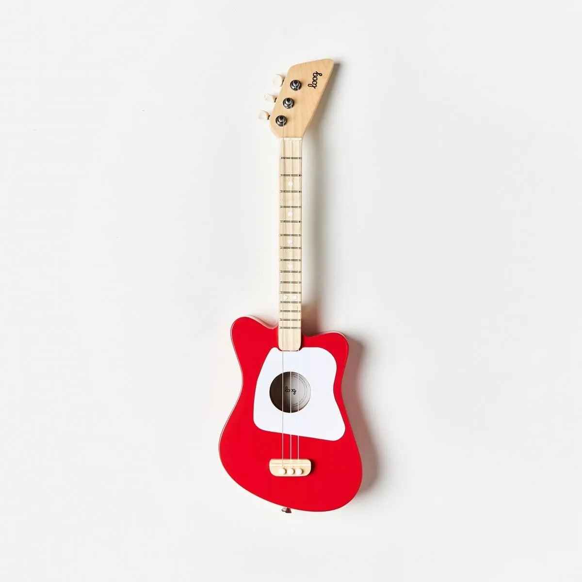 Loog Mini Acoustic kids Guitar for Beginners 3-strings Ages 3  Learning app and lessons included Red