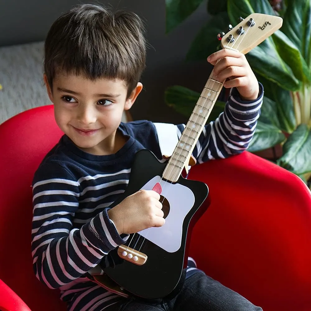 Loog Mini Acoustic kids Guitar for Beginners 3-strings Ages 3  Learning app and lessons included Red
