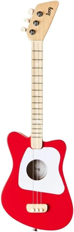 Loog Mini Acoustic kids Guitar for Beginners 3-strings Ages 3  Learning app and lessons included Red