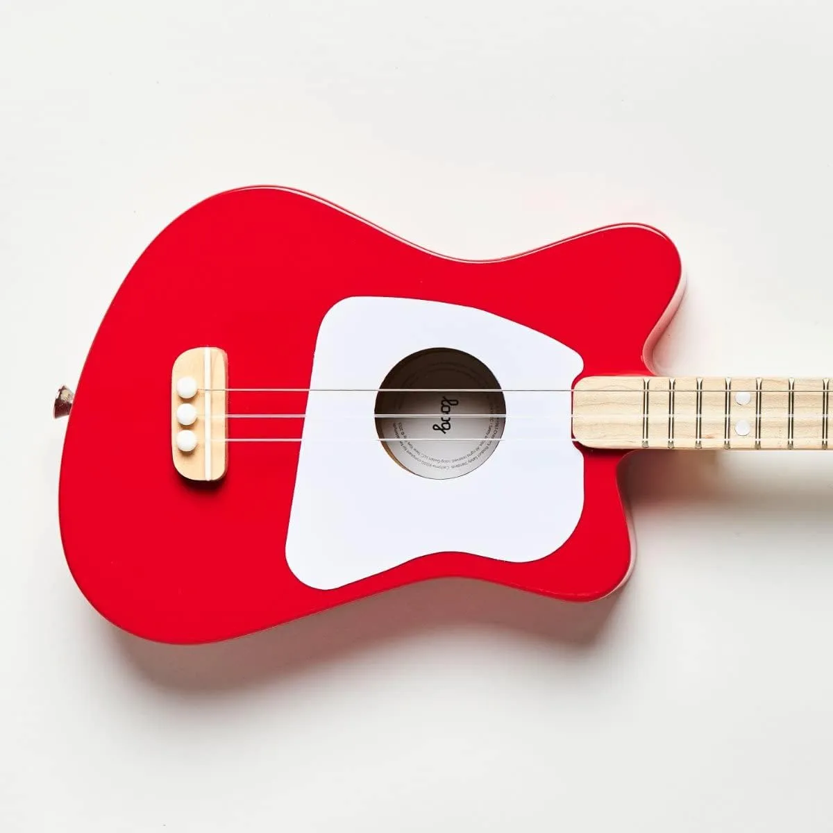Loog Mini Acoustic kids Guitar for Beginners 3-strings Ages 3  Learning app and lessons included Red
