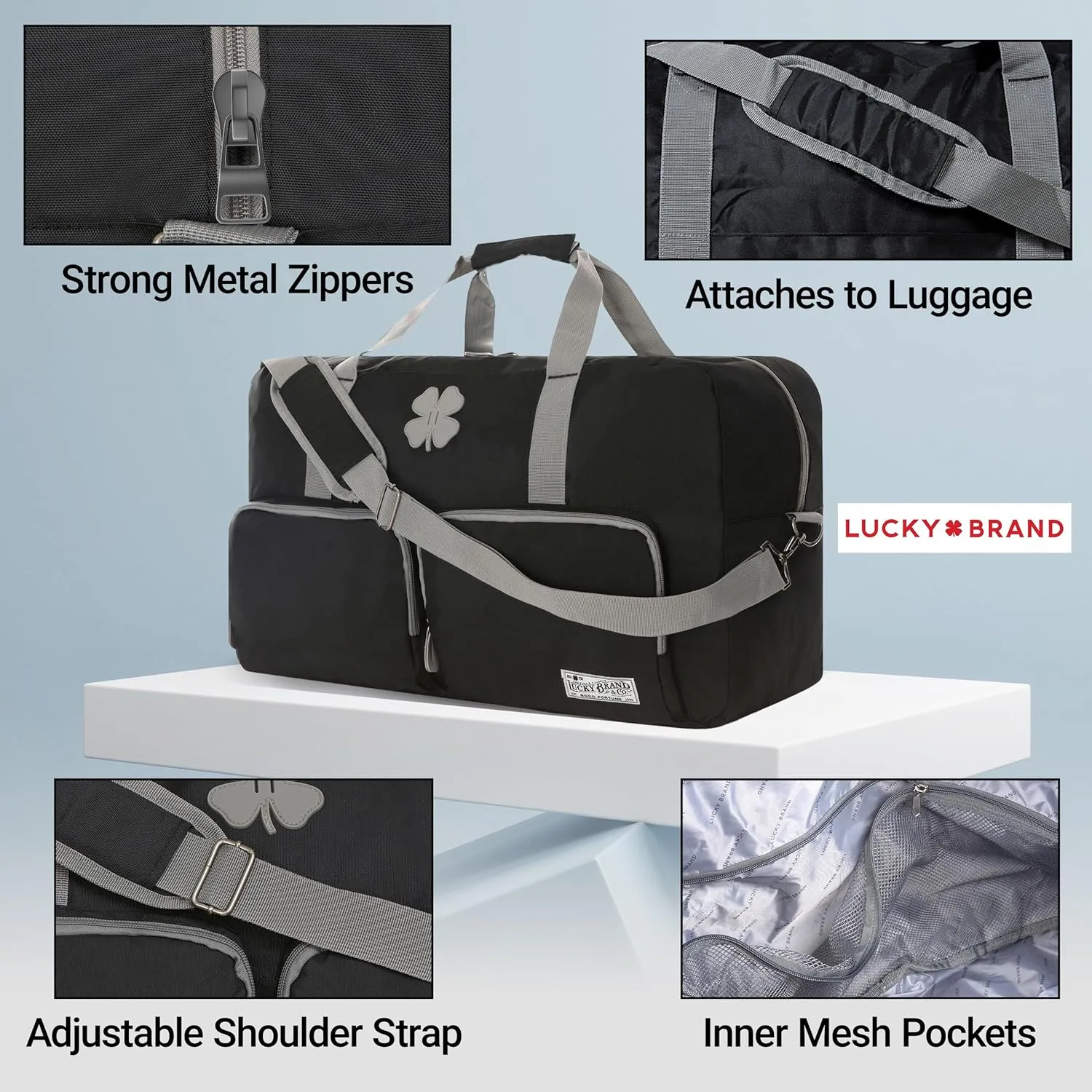 Lucky Travel Duffel Bags 115L, Gym Bag, Travel Bag & Large Duffle Bag for Men, Foldable Overnight Weekender Bags for Women & Men with Adjustable Shoulder Strap, Black