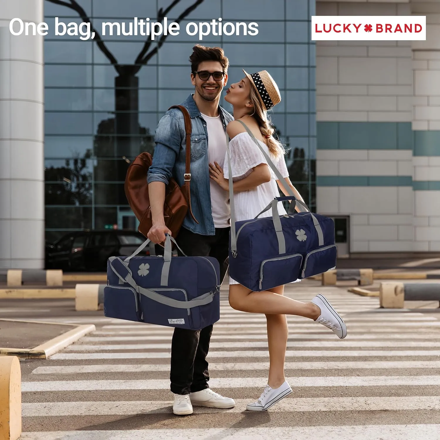Lucky Travel Duffel Bags 115L, Gym Bag, Travel Bag & Large Duffle Bag for Men, Foldable Overnight Weekender Bags for Women & Men with Adjustable Shoulder Strap, Navy