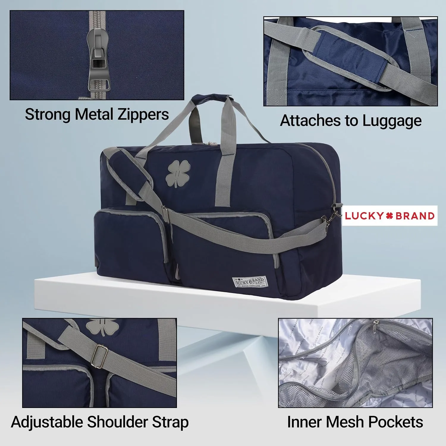Lucky Travel Duffel Bags 115L, Gym Bag, Travel Bag & Large Duffle Bag for Men, Foldable Overnight Weekender Bags for Women & Men with Adjustable Shoulder Strap, Navy