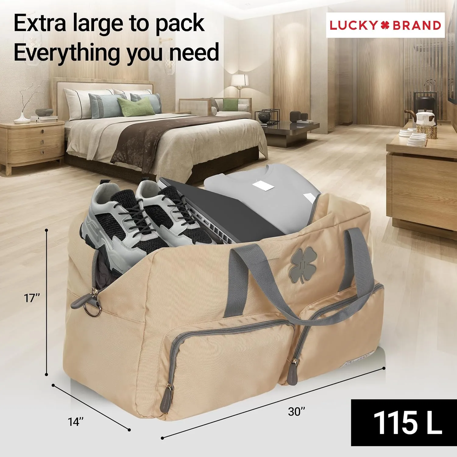 Lucky Travel Duffel Bags 115L, Gym Bag, Travel Bag & Large Duffle Bag for Men, Foldable Overnight Weekender Bags for Women & Men with Adjustable Shoulder Strap,