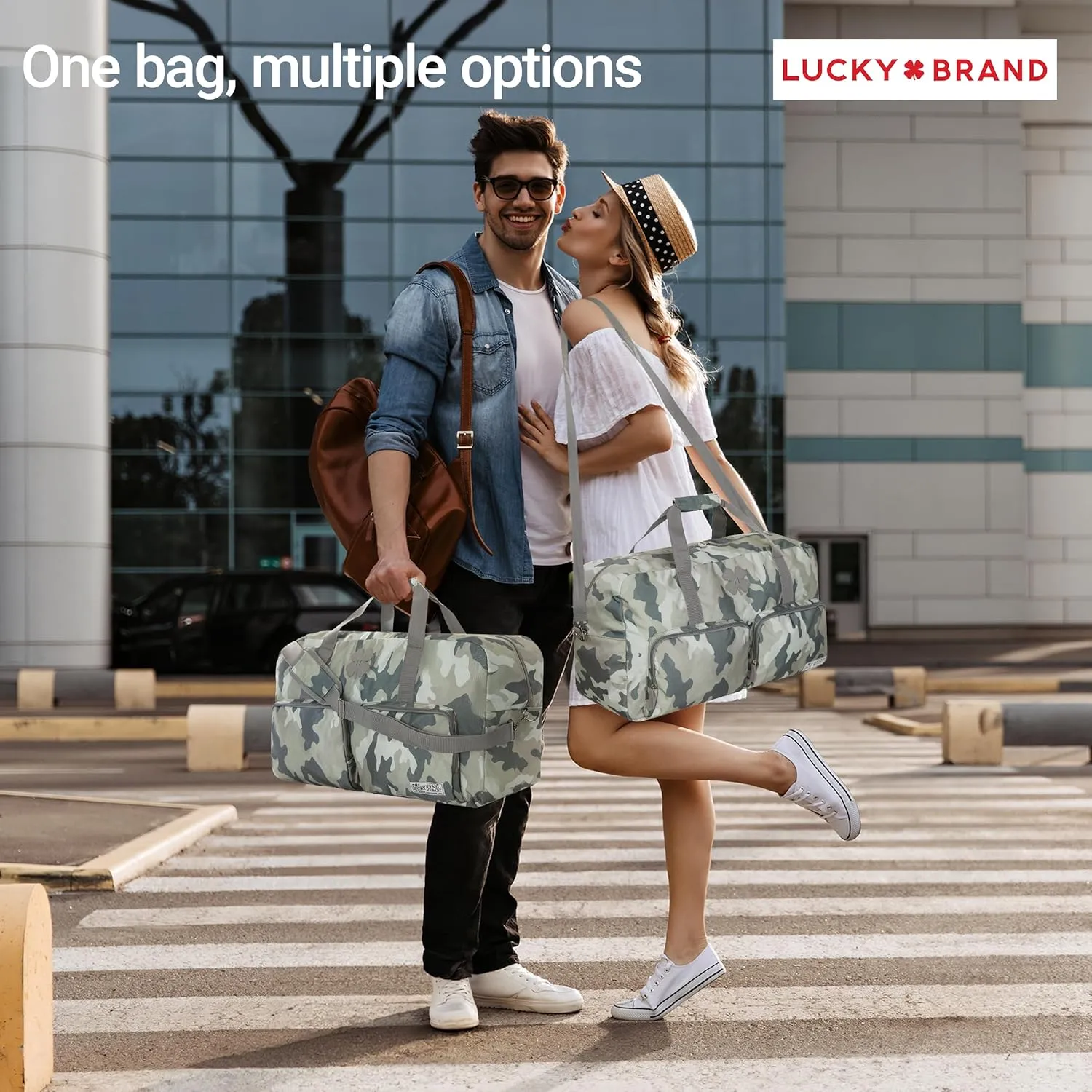 Lucky Travel Duffel Bags 85L, Gym Bag, Travel Bag & Large Duffle Bag for Men, Foldable Overnight Weekender Bags for Women & Men with Adjustable Shoulder Strap, Camo