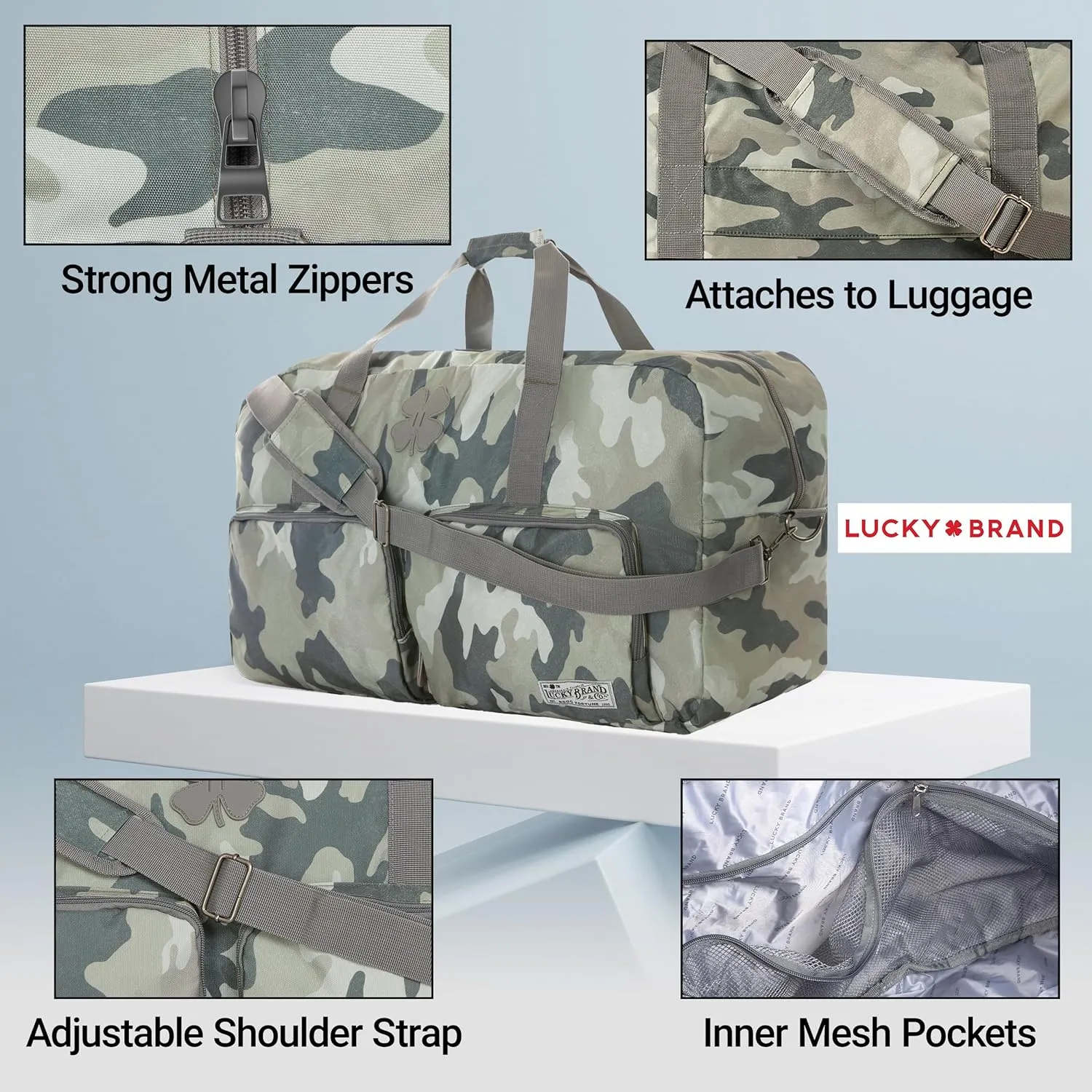 Lucky Travel Duffel Bags 85L, Gym Bag, Travel Bag & Large Duffle Bag for Men, Foldable Overnight Weekender Bags for Women & Men with Adjustable Shoulder Strap, Camo