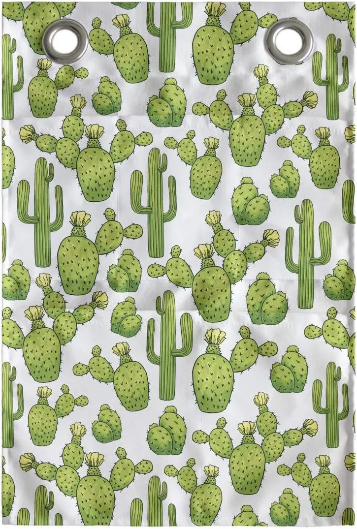 Lunarable Cactus Hanging Pocket Organizer, Spines Thorns Flowers Saguaro Cartoon Wildflower Irregular Style, Printed Polyester Storage Bag with Pockets, 14" x 20", Apple Green Olive Green