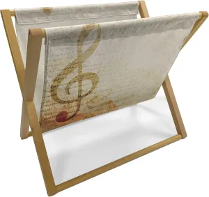 Lunarable Music Vintage Magazine and Book Holder, Notes for The Valentine Old Letter Paper Background Art, Floor Rack Organizer for Office Home and School, 22"x19", Champagne and Pale Cinnamon