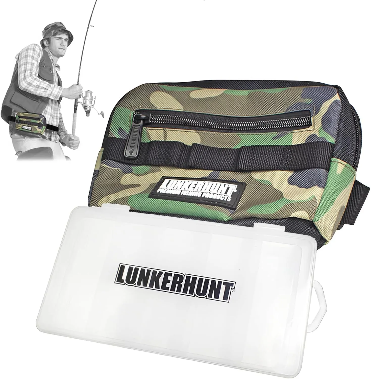 Lunkerhunt Fishing Tackle Sling Bag with Adjustable Strap - Water-Resistant TPE Fabric