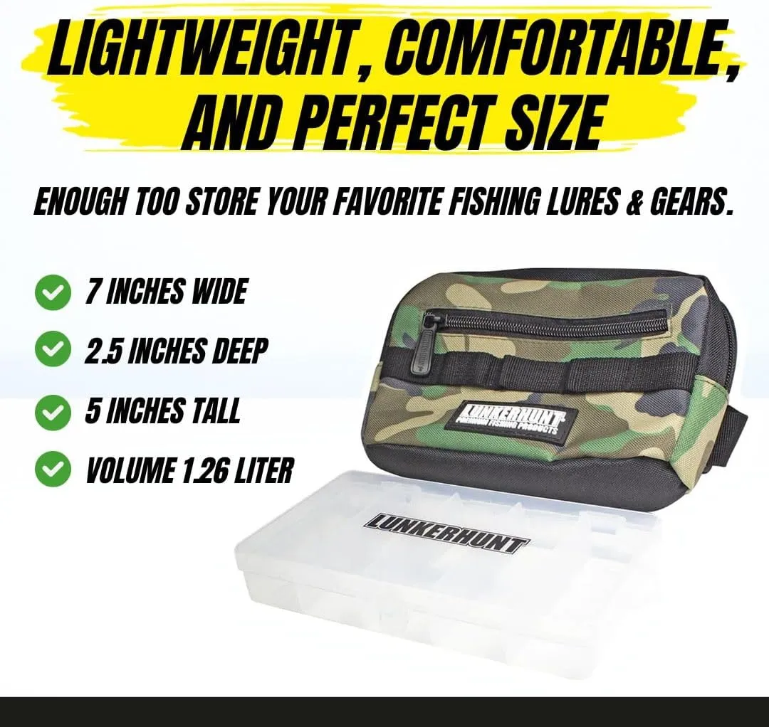 Lunkerhunt Fishing Tackle Sling Bag with Adjustable Strap - Water-Resistant TPE Fabric