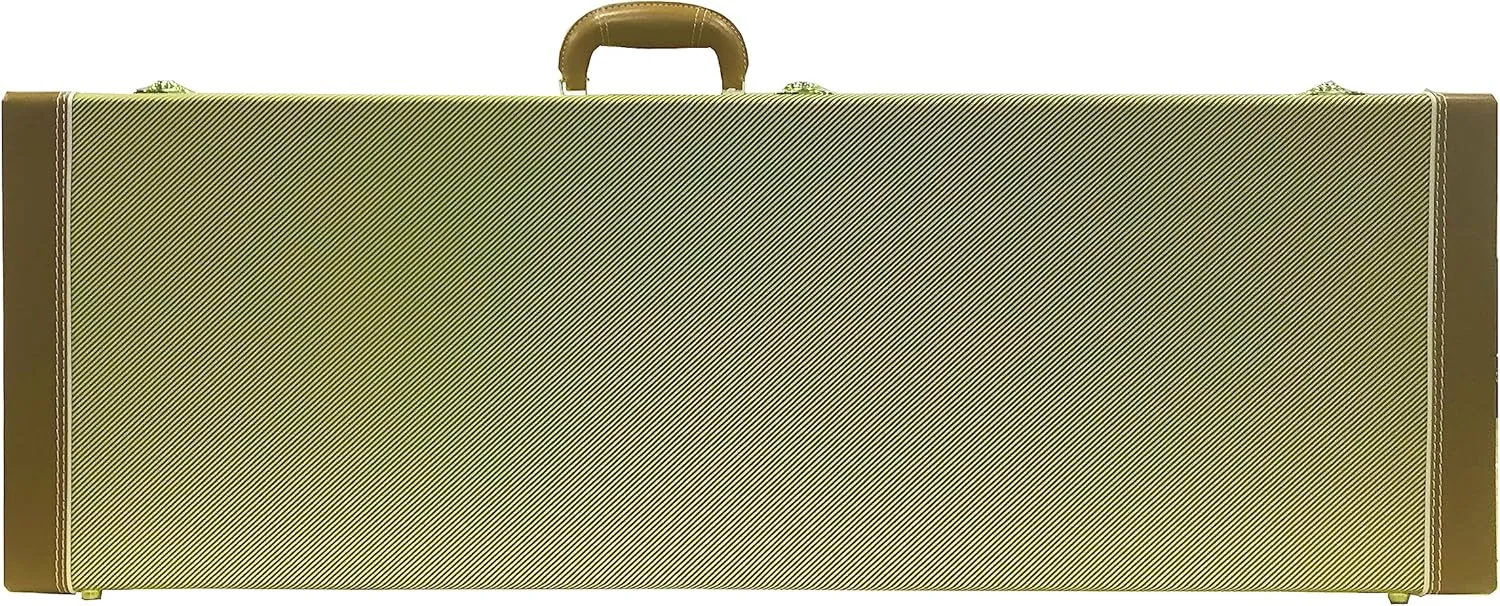 Lykos 39" Upgraded High Grade Electric Guitar Square Hard Case Tweed Fits Fender Stratocaster/Telecaster and other Standard Electric Guitars Hard Shell Protective Carrying Case (Yellow)