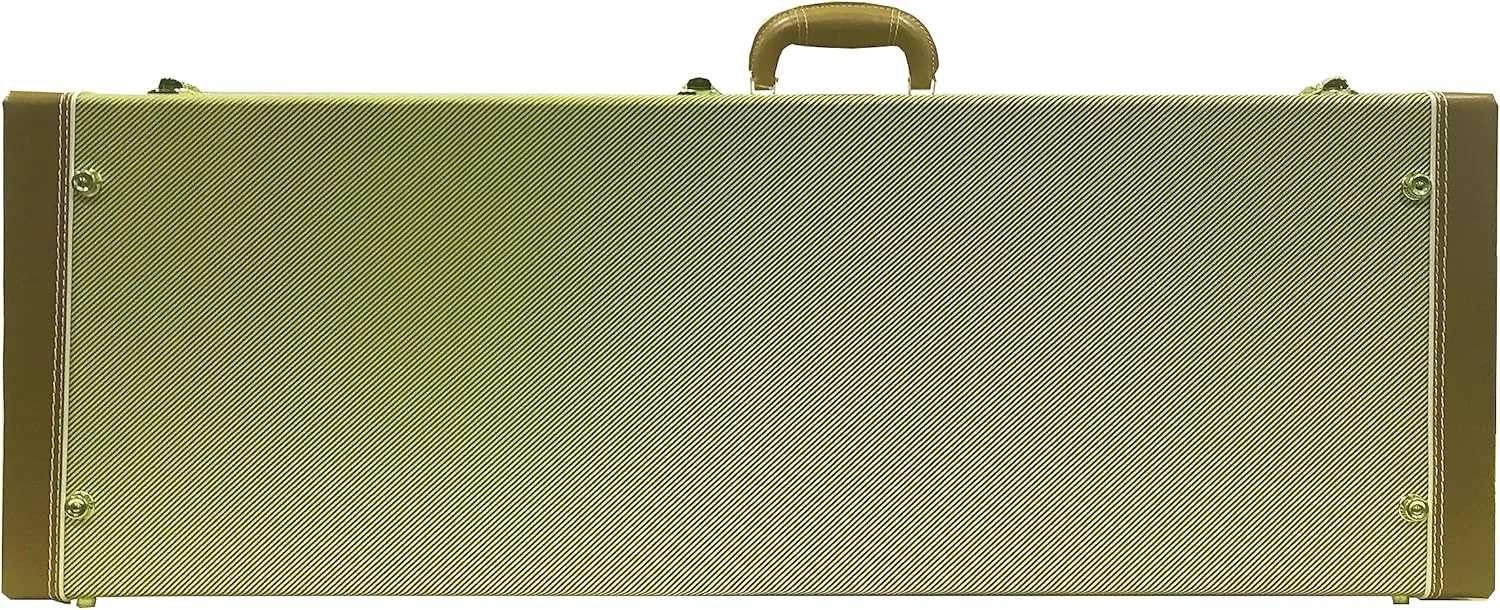 Lykos 39" Upgraded High Grade Electric Guitar Square Hard Case Tweed Fits Fender Stratocaster/Telecaster and other Standard Electric Guitars Hard Shell Protective Carrying Case (Yellow)