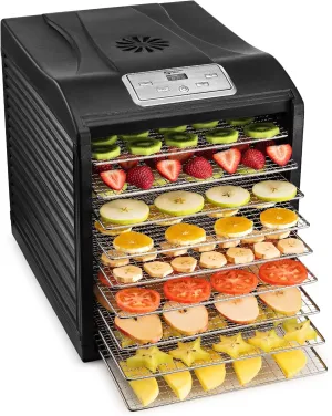 Magic Mill Food Dehydrator Machine, Easy Setup, Digital Adjustable Timer and Temperature Control, Dryer for Jerky, Herb, Meat, and More, Over Heat Protection, 9 Stainless Steel Trays (Renewed)