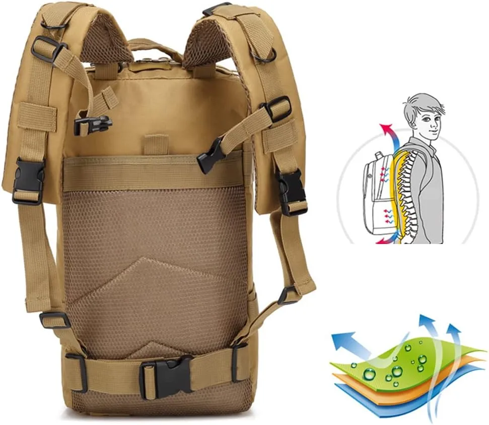 Magik 30L Military Tactical Bag Camping Outdoor EDC Travel Rucksack Hiking Backpack (Khaki)