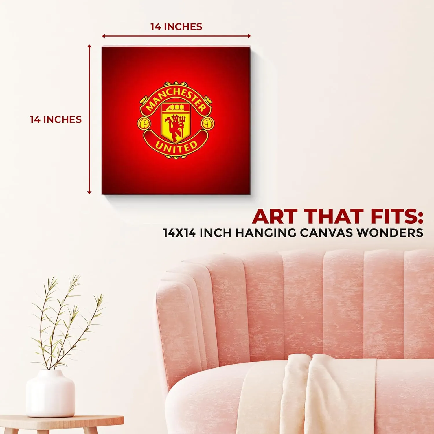 Manchester United Canvas Wall Art by Mavis Print- 14x14 inches Football Wall Decor | UV & Water Resistant HD Printed & Wooden framed Wall Art | Modern Wall Decor for Gift | Made in USA