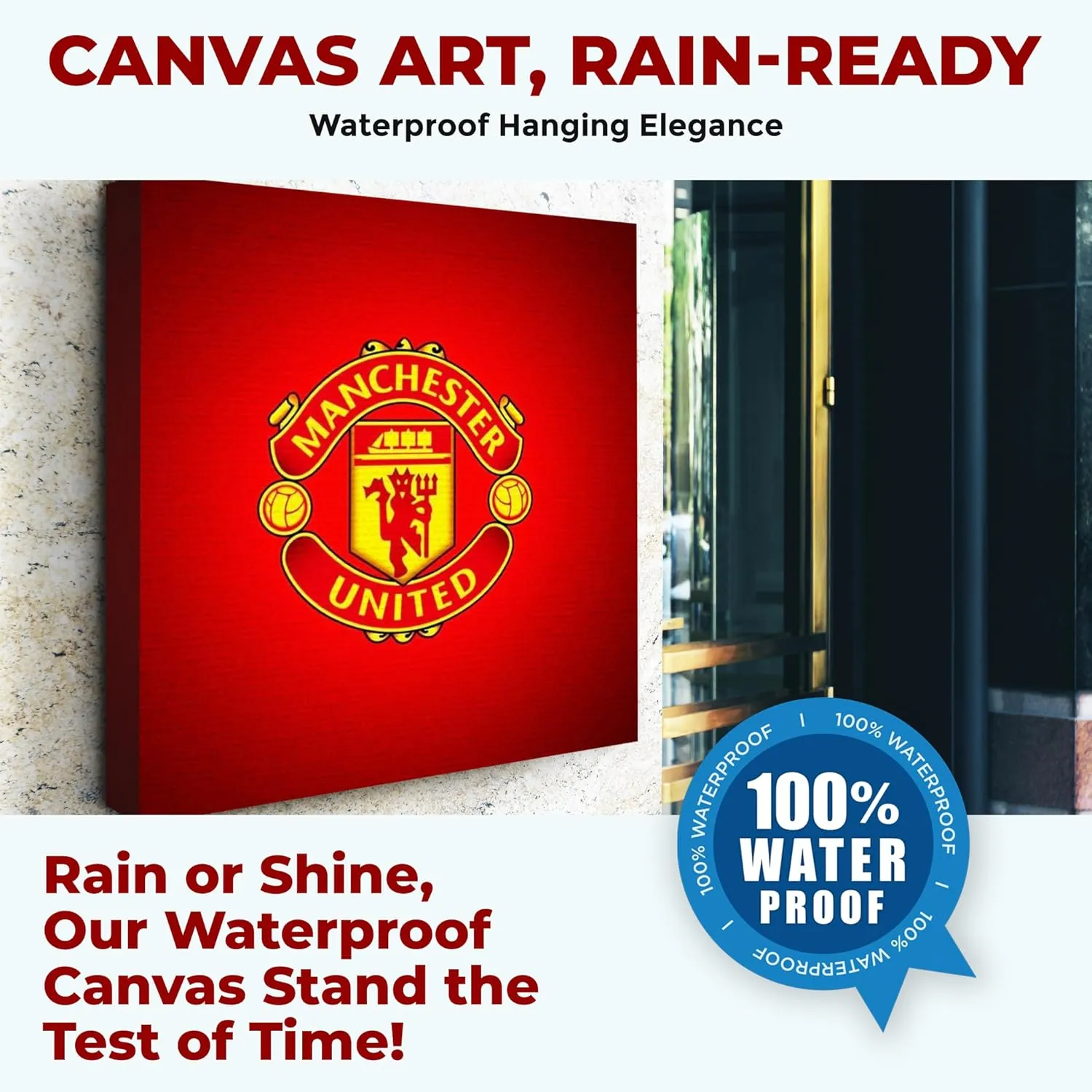 Manchester United Canvas Wall Art by Mavis Print- 14x14 inches Football Wall Decor | UV & Water Resistant HD Printed & Wooden framed Wall Art | Modern Wall Decor for Gift | Made in USA