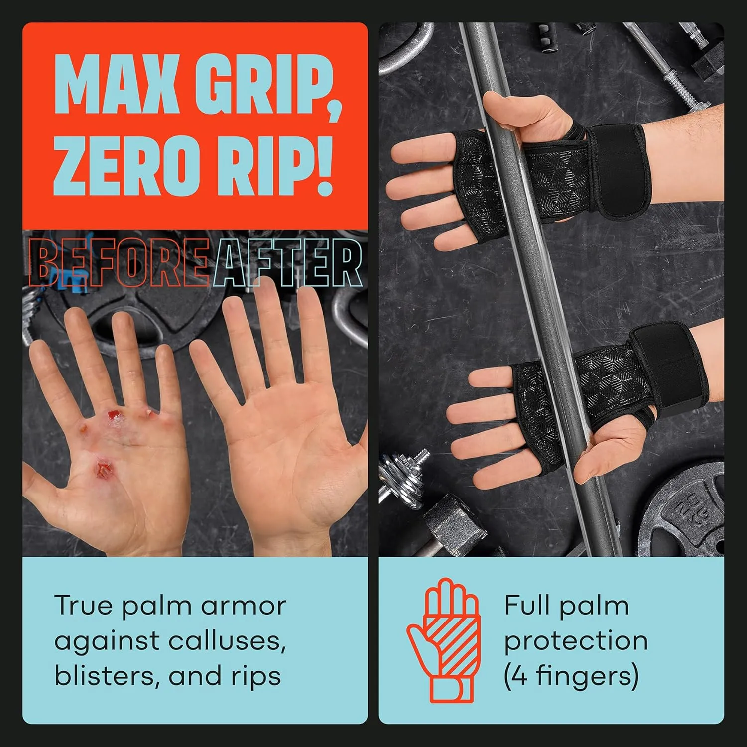 Mava Sports Weight Lifting Gloves with Wrist Support, Work Out Gloves, Gym Gloves - Great for Cross Training, Pull Ups, Calisthenics and Gym, Workout Gloves for Men & Women