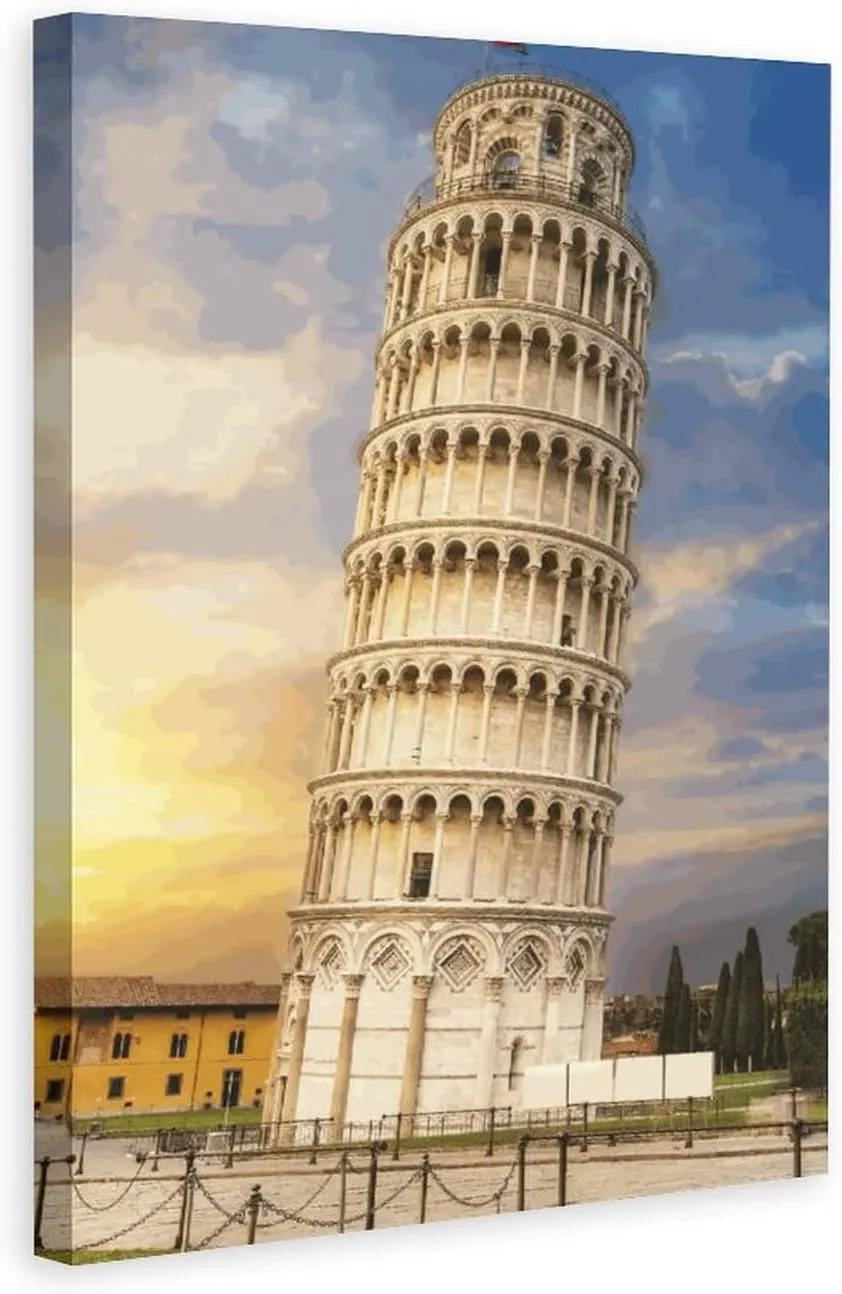 MAXZIZ Beautiful Leaning Tower of Pisa Scenic Spots Room Aesthetics Posters Canvas Posters Bedroom Decoration Sports Office Decoration Gifts Wall Art Decoration Printing Posters 12x18inchs(30x45cm)