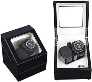 Mechanical Watch Shaker Double Automatic Rotate Watch Winder, 5 Mode, 2 0 Leather Storage Display Box (Color : Black) (White)