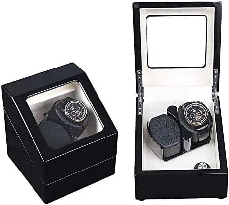 Mechanical Watch Shaker Double Automatic Rotate Watch Winder, 5 Mode, 2 0 Leather Storage Display Box (Color : Black) (White)