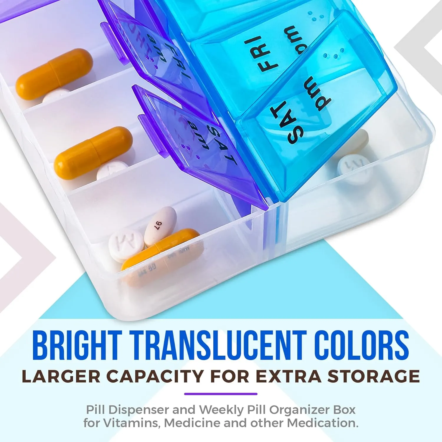 MEDca Weekly Pill Organizer, Twice-a-Day, 2 Pill Organizer Extra Large