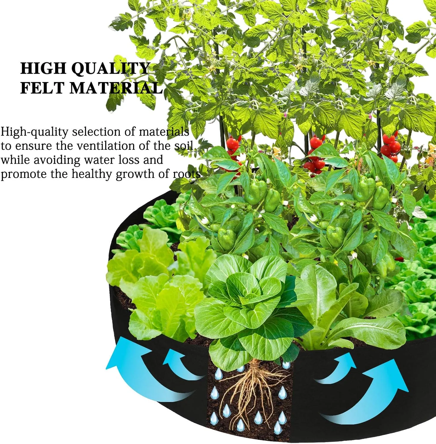 MeiBoAll 100 Gallon Plant Grow Bags, Heavy Duty Fabric Round Raised Garden Bed Planter Pots, Raised Garden Planting Bed Round Breathable Felt Planting Container for Flower Vegetable Potato